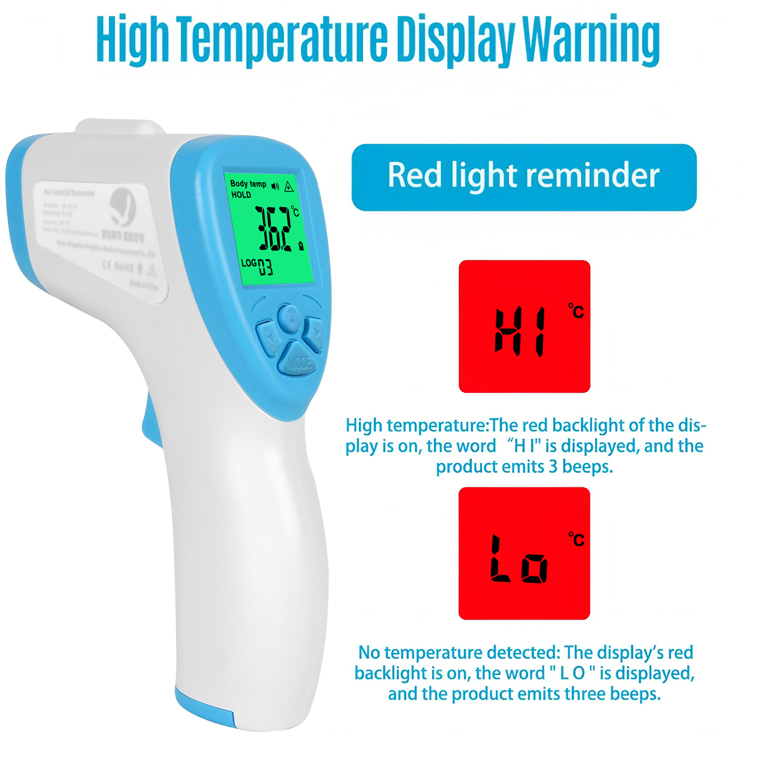 Digital Thermometer Infrared - Non-Contact Digital Infrared Forehead Thermometer LED